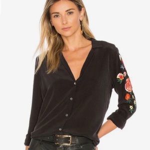 EQUIPMENT 100% silk adalyn floral embroidered top